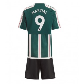 Lacne Dětský Futbalové dres Manchester United Anthony Martial #9 2023-24 Krátky Rukáv - Preč (+ trenírky)